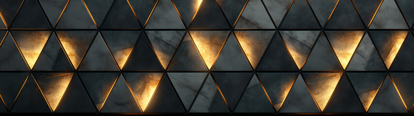 Minimal dark business banner. Geometric triangles pattern background. Generative AI