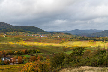 Naklejka premium landscape in the mountains with a sunlit spot