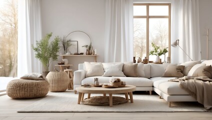 Fototapeta na wymiar modern living room interior with large window 