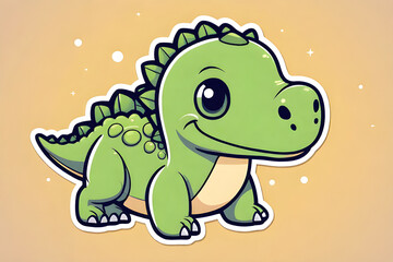Obraz premium A cute dinosaur, cartoon, 2D. Generative AI