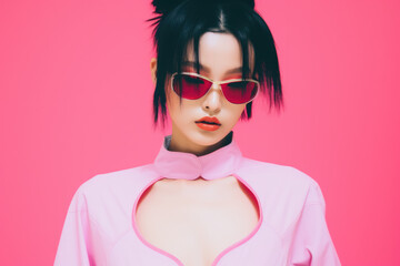 Young Asian woman in vintage retro clothing