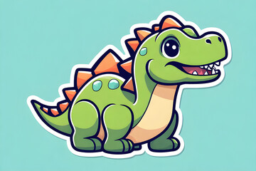 Obraz premium A cute dinosaur, cartoon, 2D. Generative AI