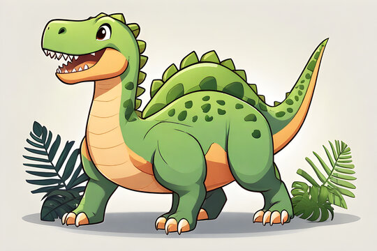 A cute dinosaur, cartoon, 2D. Generative AI