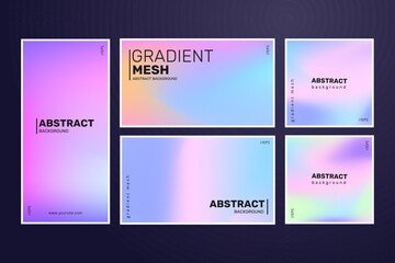 Elegant holographic banner collection with copy space. Pastel colored holographic gradient covers.