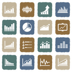 Chart Icons. Grunge Color Flat Design. Vector Illustration.