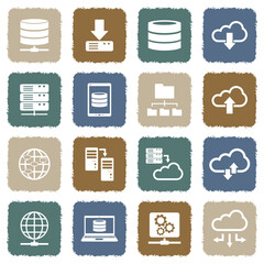 Data Icons. Grunge Color Flat Design. Vector Illustration.