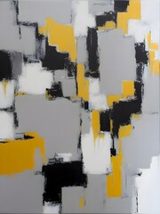 Abstract oil painting with black  gold and gray color splashing paint