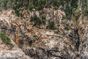 A panoramic view of the Cape Breton Island Coast line cliff scenic Cabot Trail route, Nova Scotia...