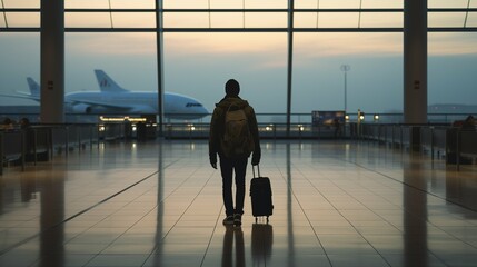 solo backpacker at the airport