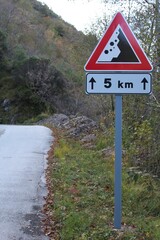 stone-fall warning sign