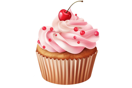 Cupcake isolated on transparent background.