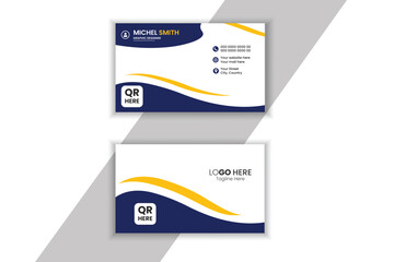 Personal visiting card with company logo. wavy theme   Double-sided creative card. , modern business card .Clean,  professional, Simple  and clean template,  Creative layout corporate.