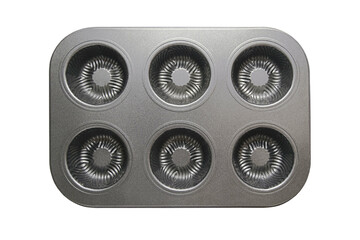 Metal muffin pan isolated on white background