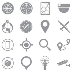 Tracking Icons. Gray Flat Design. Vector Illustration.
