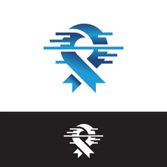 ribbon care cancer with data shape logo design icon illustration