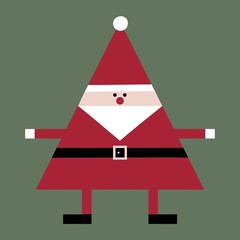 Obraz na płótnie Canvas Quirky geometric Santa. Triangular Christmas tree shaped Father Christmas. Simple modern Christmas design. Contemporary Xmas illustration.