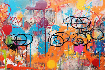 Naklejka premium Graffiti wall abstract background. Idea for artistic pop art background backdrop.