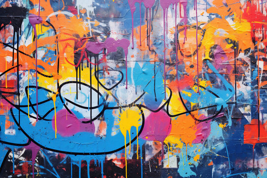 Graffiti wall abstract background. Idea for artistic pop art background backdrop. © arhendrix