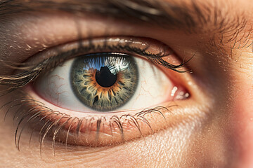 Fototapeta premium Close up detail beautiful female eye macro, fashion naturel makeup.