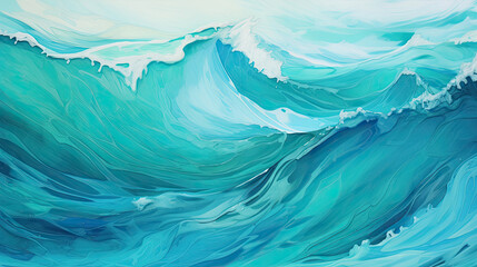 Tropical paradise ocean waves. Vibrant illustration for beach resorts or water events.