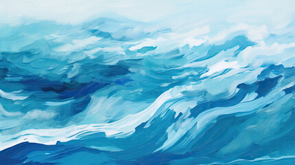 Obraz premium High-impact wave pattern with sharp angular lines in bold blues and teals