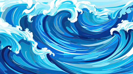 Fototapeta na wymiar Dynamic ocean waves in cobalt teal and aquamarine.