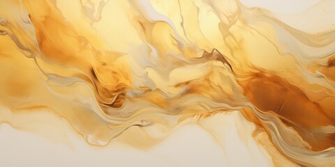 Gold fluid featuring marbling paint and textured background. This captivating design showcases the elegance of flowing golden.
