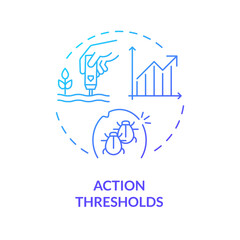 2D gradient action thresholds icon, isolated vector, integrated pest management thin line illustration.