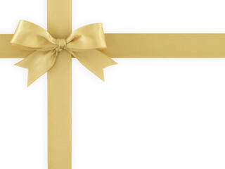 elegant cross gold ribbon with simple tied bow isolated on transparent