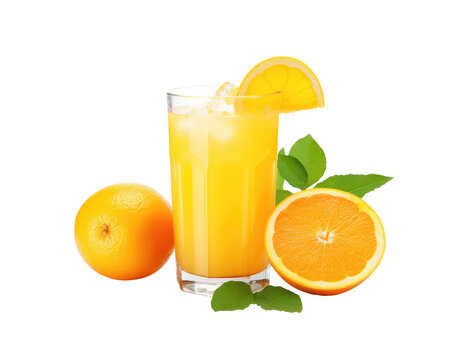 Appetising Glass of Orange Juice on Bright Transparent Background. Closeup Citrous Beverage for Breakfast, png
