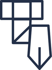 Linear icon of tied men tie. Casual clothes and shoes. Wardrobe item to create modern fashionable look. Simple dark grey vector symbol isolated on white background