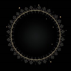 Empty Christmas circle design element flat style on black background Generative AI 