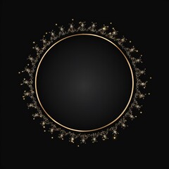 Empty Christmas circle design element flat style on black background Generative AI 