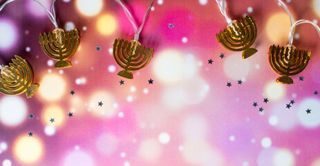 Concept of jewish holiday Hanukkah space for text.