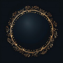 Empty Christmas circle design element flat style on black background Generative AI
