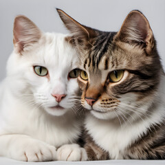 Cat and dog in the studio