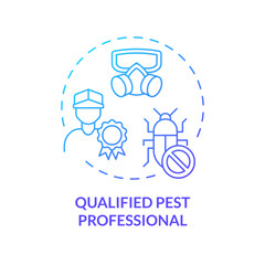 2D gradient qualified pest professional icon, isolated vector, integrated pest management thin line illustration.