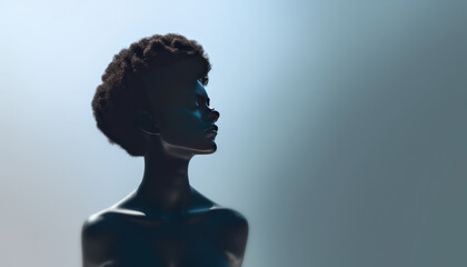 3d statue sillhouette of a black afro model - obrazy, fototapety, plakaty