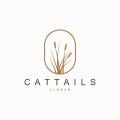 Creek and Cattail River Logo, Simple Minimalist Grass Design for Business Brand