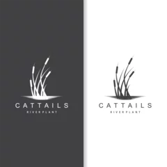 Foto op Canvas Creek and Cattail River Logo, Simple Minimalist Grass Design for Business Brand © Mayliana