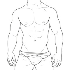 Frontal sketch of a sexy hot hunk man