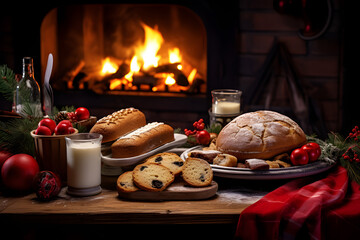 Assorted Christmas holiday desserts and sweets. - obrazy, fototapety, plakaty