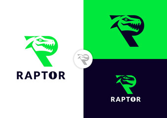 Vector r raptor logo design concept