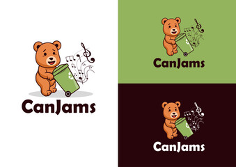 Fototapeta premium Vector teddy bear taking out the trash