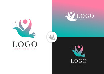 Vector bird forming pin point logo design concept