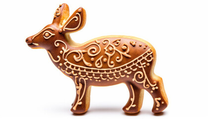 Obraz premium Christmas Reindeer Gingerbread cookies in a decorative arts style
