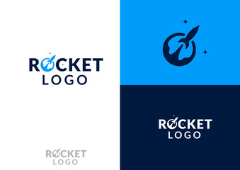 Vector rocket logo design concept