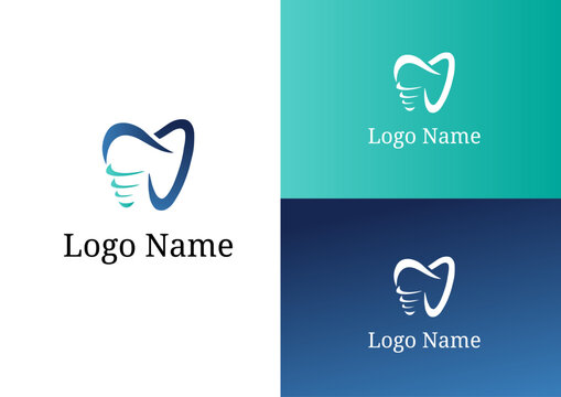 Vector tooth implants logo design concept