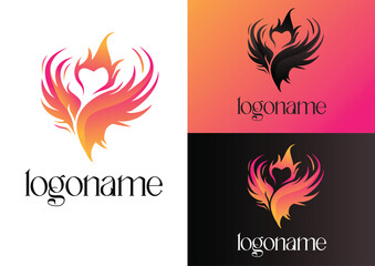 Vector burning heart logo design concept