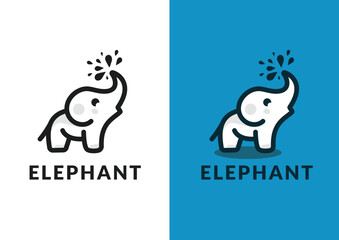 Vector cute elephant logo design concept